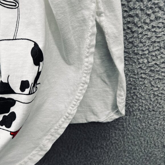 Vintage Printemps Shirt Mens One Size White Black Cow Print Novelty Buttons 90s - Picture 5 of 12